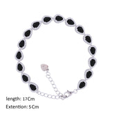 عصفور كريستال انسيال فضة تنس عيار 925 بتصميم كمثري اسود مرصع بالزركون